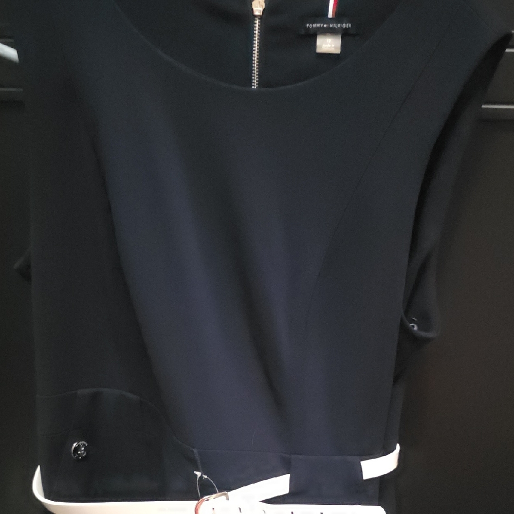 Tommy Hilfiger Black Dress with White and Red Detail